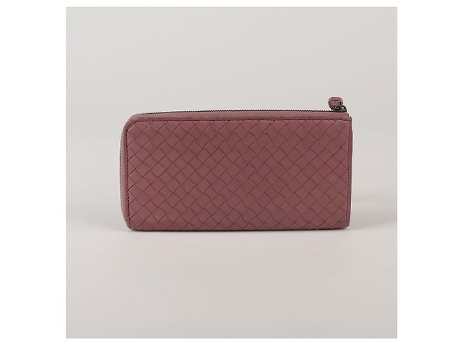 Bottega Veneta Long portefeuille en cuir Intrecciato rose foncé - vue 2
