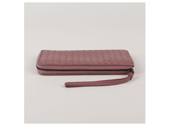 Bottega Veneta Long portefeuille en cuir Intrecciato rose foncé - vue 3