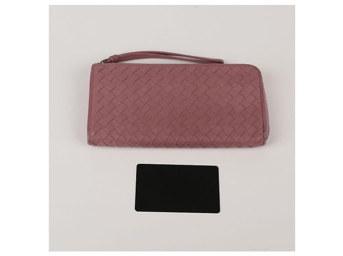 Bottega Veneta Long portefeuille en cuir Intrecciato rose foncé - vue 9