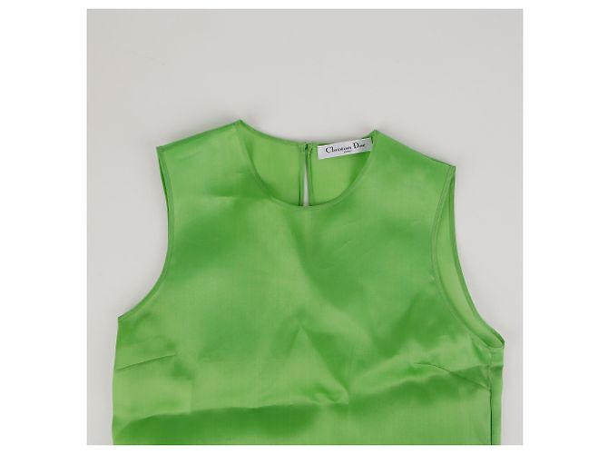 Dior Ärmelloses T-Shirt aus grüner Seide - Ansicht 3