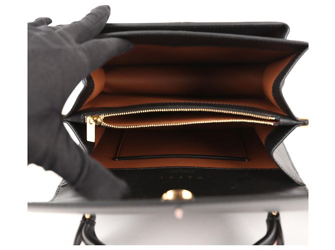 Marni Sac tote de alça superior e bolsa de ombro em couro preto - vista 10