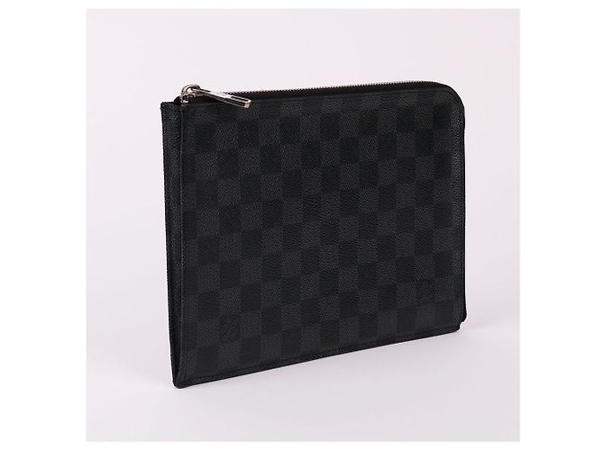 Louis Vuitton Clutch con zip Damier Graphite Nero - vista 3