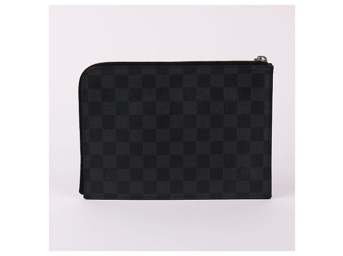 Louis Vuitton Clutch con zip Damier Graphite Nero - vista 4