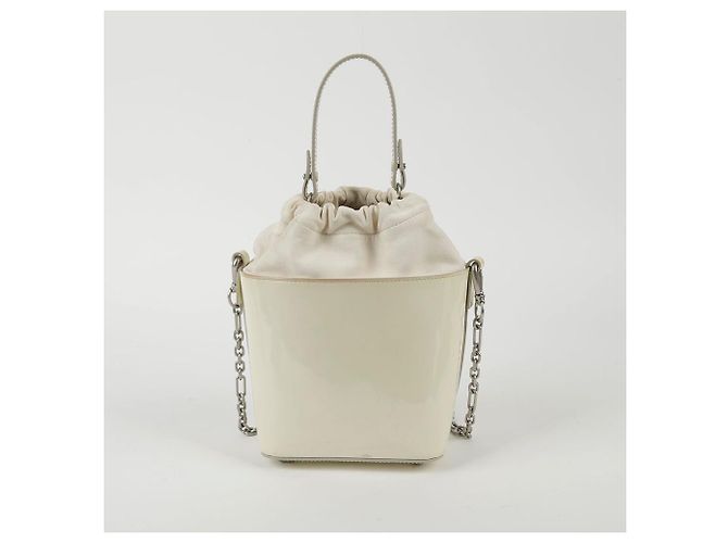 Maison Martin Margiela Pequeño bolso bucket y bolso de hombro en cuero charol blanco - vista 4