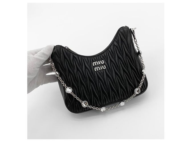 Miu Miu Borsa Hobo in Nappa con Catena e Cristalli, Borsa a Tracolla Multicolore - vista 2