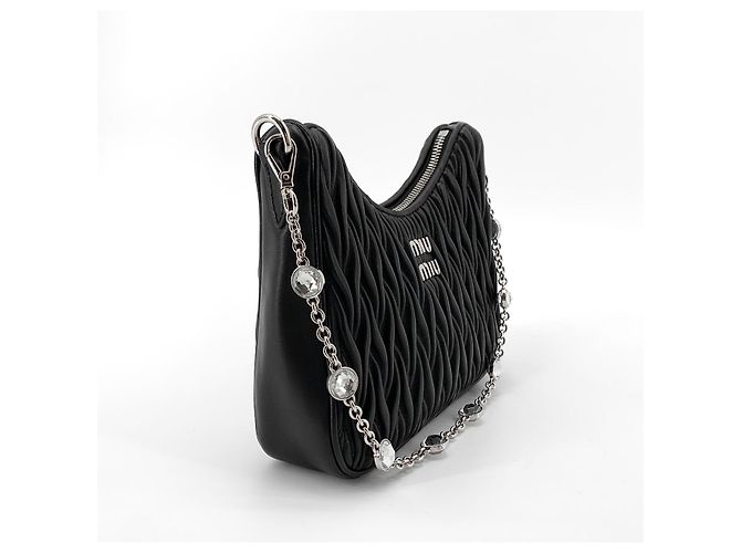 Miu Miu Borsa Hobo in Nappa con Catena e Cristalli, Borsa a Tracolla Multicolore - vista 4