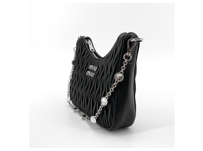 Miu Miu Borsa Hobo in Nappa con Catena e Cristalli, Borsa a Tracolla Multicolore - vista 5