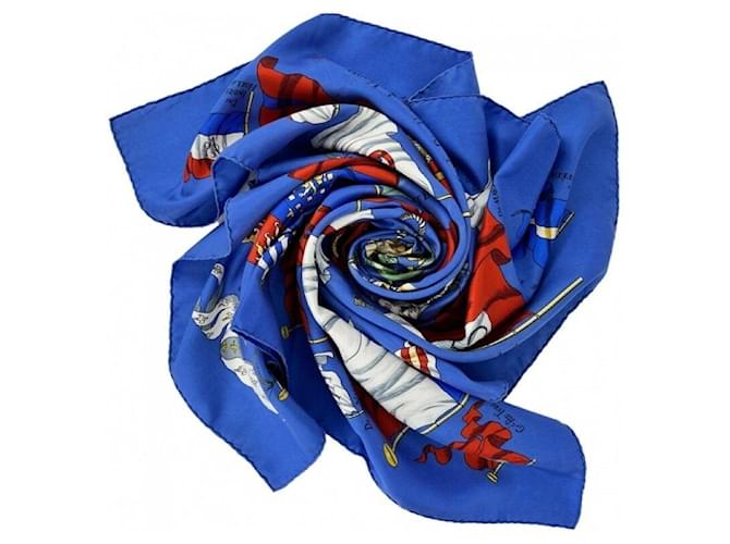 Hermès Sciarpa in seta blu navy Philippe Ledoux Pavois - vista 5