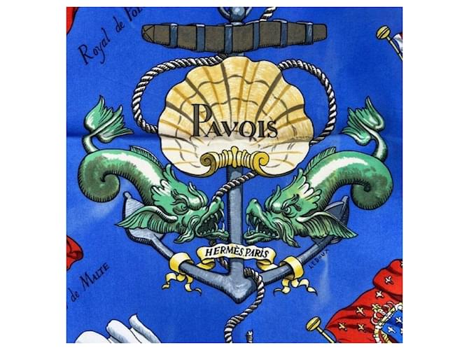 Hermès Sciarpa in seta blu navy Philippe Ledoux Pavois - vista 6