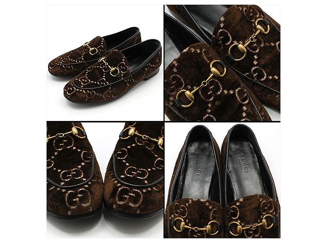 Gucci Mocassini Jordan GG Velvet Gold Horsebit marrone - vista 10