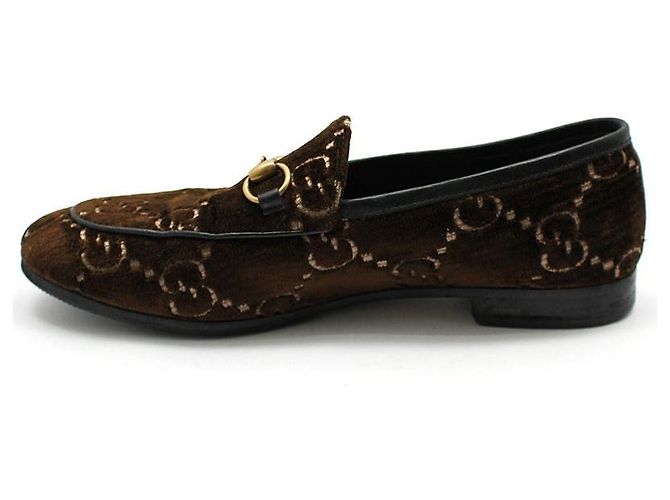 Gucci Mocassini Jordan GG Velvet Gold Horsebit marrone - vista 4