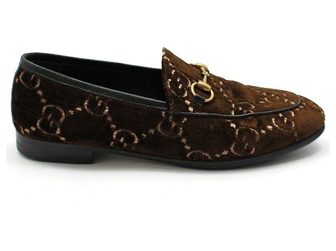 Gucci Mocassini Jordan GG Velvet Gold Horsebit marrone - vista 5