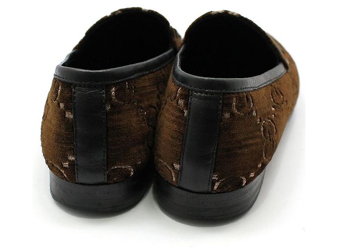 Gucci Mocassini Jordan GG Velvet Gold Horsebit marrone - vista 6