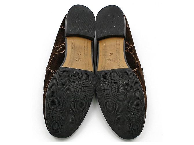 Gucci Mocassini Jordan GG Velvet Gold Horsebit marrone - vista 7