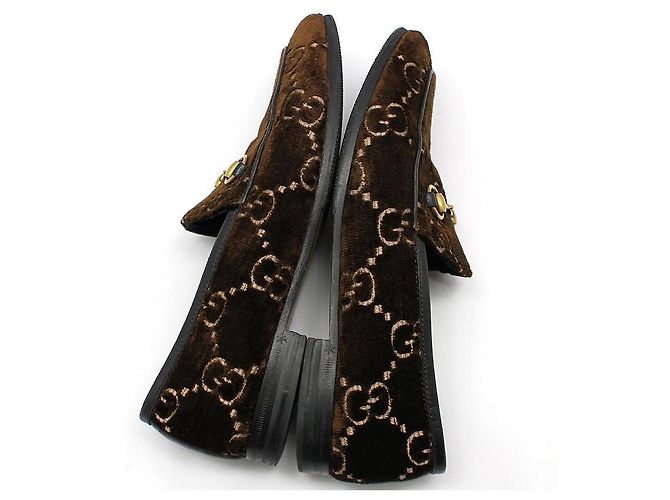 Gucci Mocassini Jordan GG Velvet Gold Horsebit marrone - vista 9
