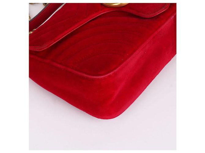Gucci Piccola borsa a tracolla Marmont in scamosciato rosso - vista 10