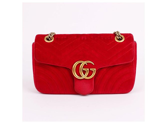 Gucci Piccola borsa a tracolla Marmont in scamosciato rosso - vista 2