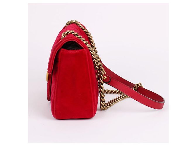 Gucci Piccola borsa a tracolla Marmont in scamosciato rosso - vista 5