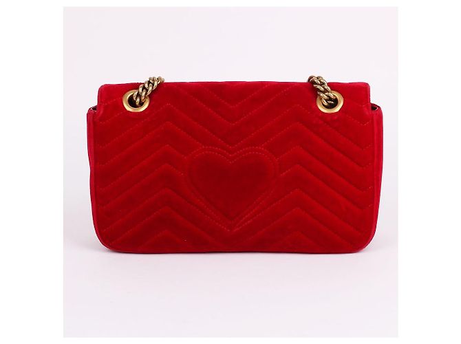 Gucci Piccola borsa a tracolla Marmont in scamosciato rosso - vista 6