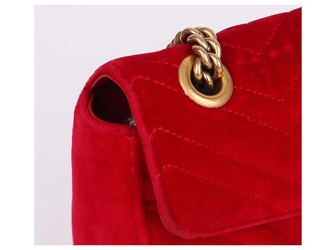 Gucci Piccola borsa a tracolla Marmont in scamosciato rosso - vista 7