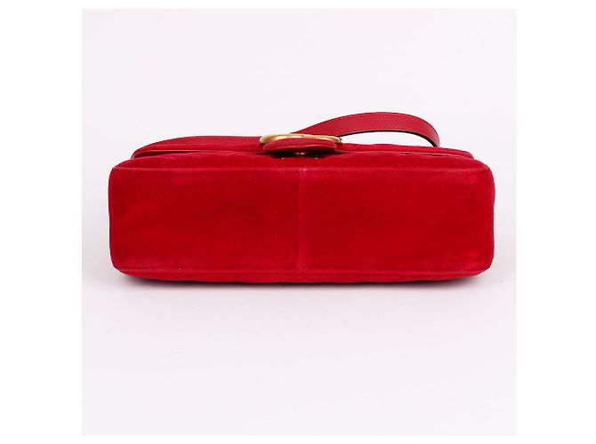 Gucci Piccola borsa a tracolla Marmont in scamosciato rosso - vista 9