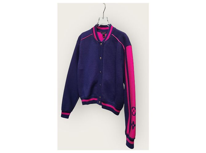 Louis Vuitton Strick-Bomberjacke mit Purple Block Monogramm Lila - Ansicht 2
