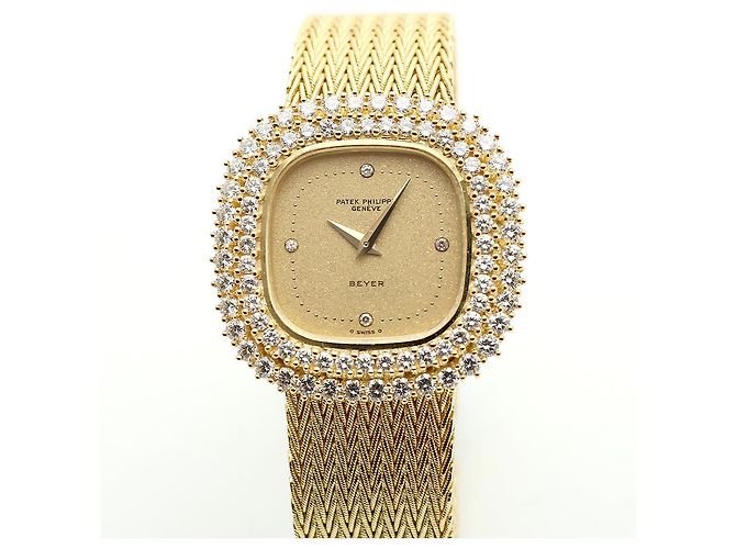 Patek Philippe Orologio da donna piccolo orologio dorato quadrante glitter diamante originale - vista 10