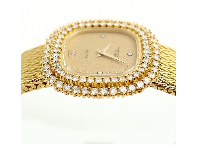 Patek Philippe Orologio da donna piccolo orologio dorato quadrante glitter diamante originale - vista 14