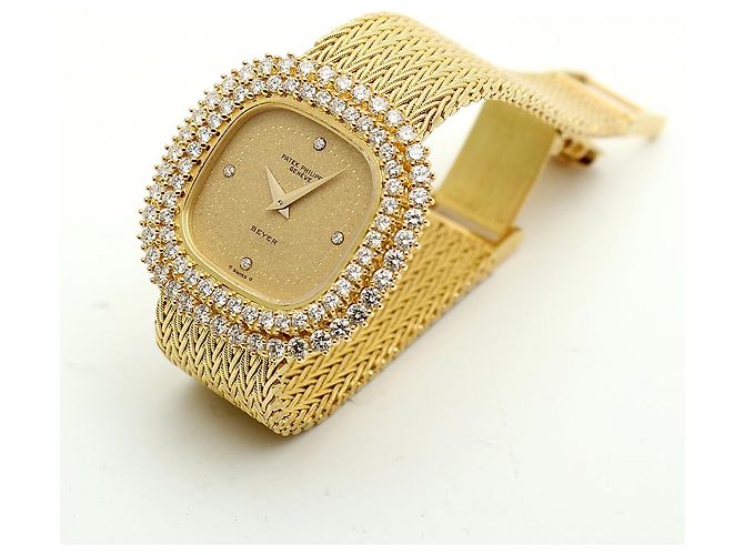 Patek Philippe Orologio da donna piccolo orologio dorato quadrante glitter diamante originale - vista 16