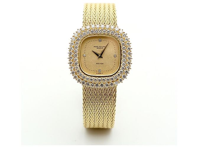 Patek Philippe Orologio da donna piccolo orologio dorato quadrante glitter diamante originale - vista 18