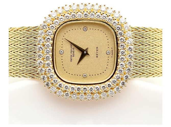 Patek Philippe Orologio da donna piccolo orologio dorato quadrante glitter diamante originale - vista 25