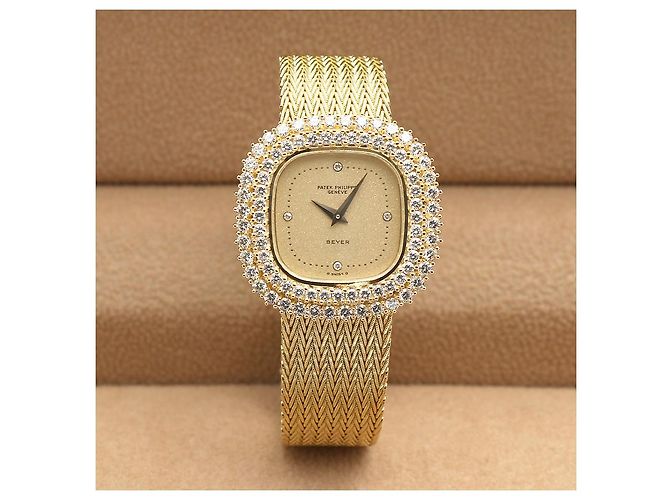 Patek Philippe Orologio da donna piccolo orologio dorato quadrante glitter diamante originale - vista 26