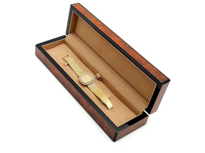 Patek Philippe Orologio da donna piccolo orologio dorato quadrante glitter diamante originale - vista 28