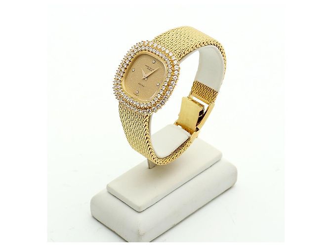 Patek Philippe Orologio da donna piccolo orologio dorato quadrante glitter diamante originale - vista 6