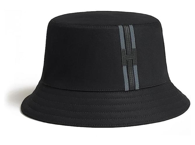 Hermès Cappello bucket a righe Nero - vista 4