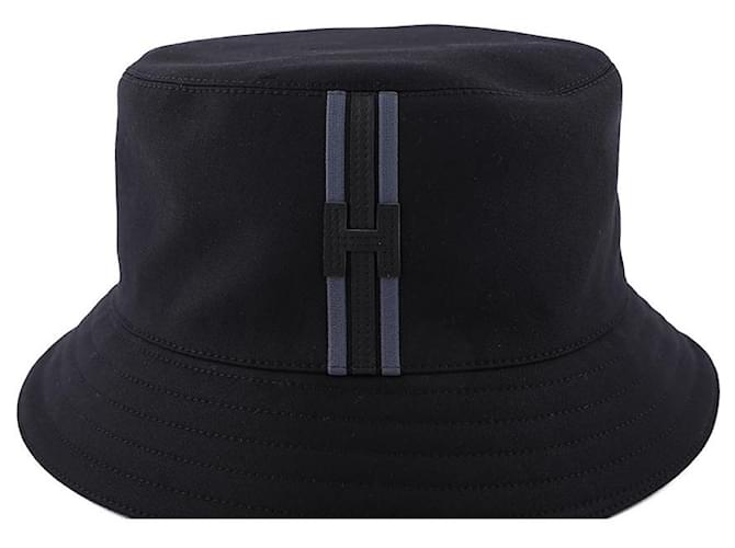 Hermès Cappello bucket a righe Nero - vista 7
