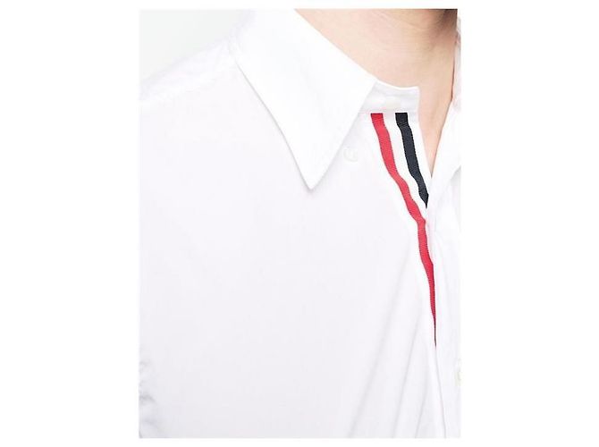 Thom Browne Camicia classica in popeline con rifinitura RWB nascosta Argento - vista 2