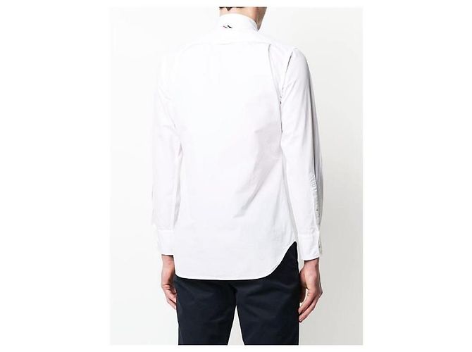 Thom Browne Camicia classica in popeline con rifinitura RWB nascosta Argento - vista 8