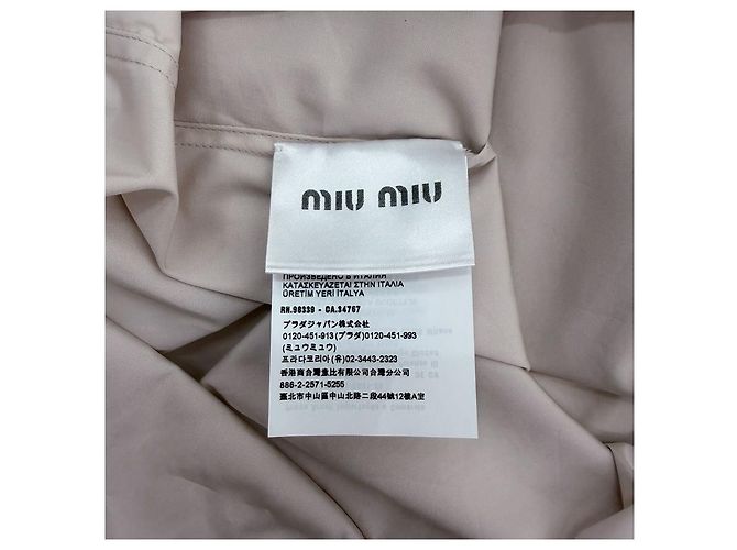Miu Miu Camisa oversized de popeline com logo bordado Rosa opala Branco - vista 9