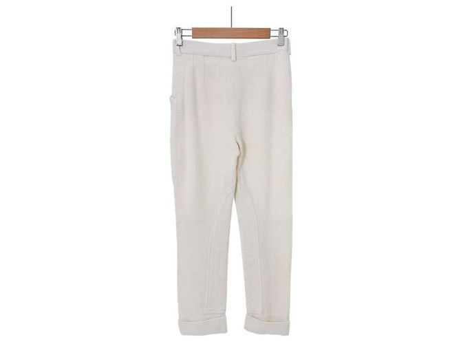 Chanel Pantalones de tweed de lana con vuelta para mujer Blanco - vista 6