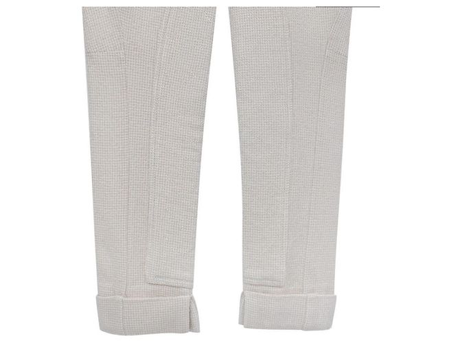 Chanel Pantalones de tweed de lana con vuelta para mujer Blanco - vista 9