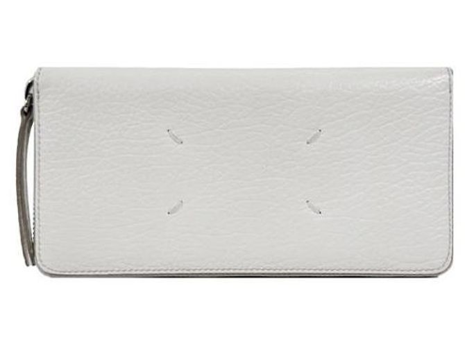 Maison Martin Margiela Luxury Stitch Leather Zip Long Wallet White - view 2