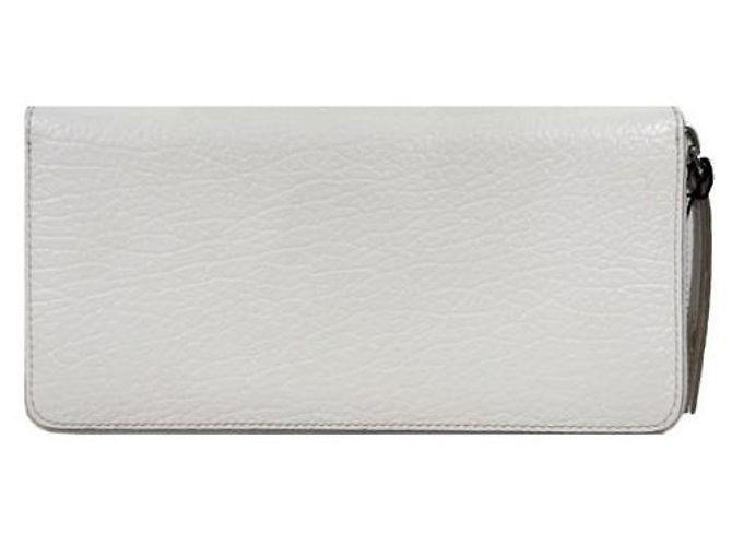 Maison Martin Margiela Luxury Stitch Leather Zip Long Wallet White - view 5