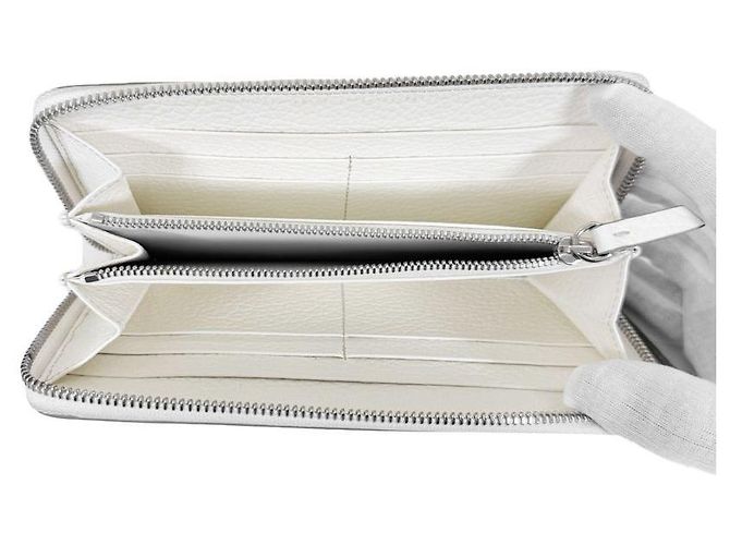 Maison Martin Margiela Luxury Stitch Leather Zip Long Wallet White - view 8