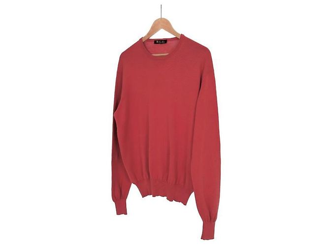 Loro Piana Langarm-Strick-T-Shirt aus Baumwolle mit Rundhalsausschnitt für Herren Rot - Ansicht 2