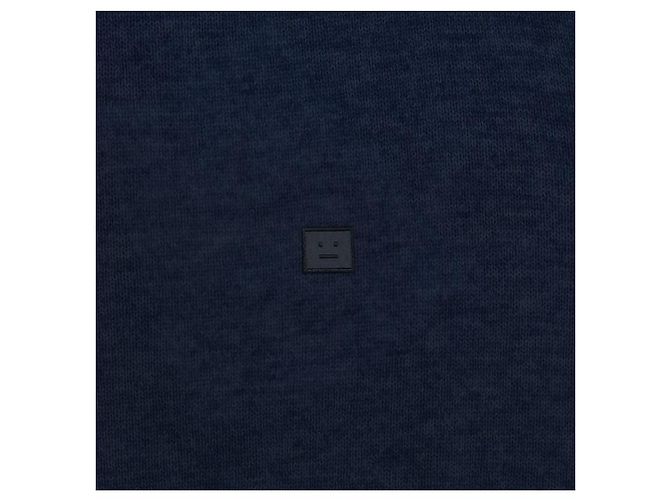 Acne Suéter de malha azul marinho mesclado com logo Preto - vista 6