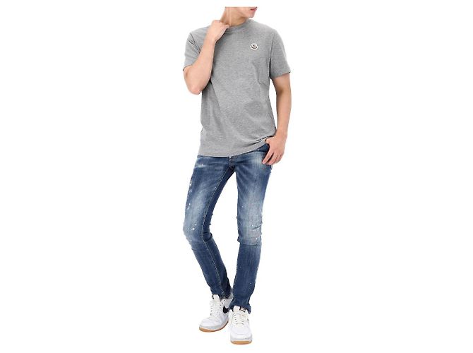 Moncler Baumwoll-T-Shirt mit Lucky Chance Logo-Patch Größe Silber - Ansicht 10