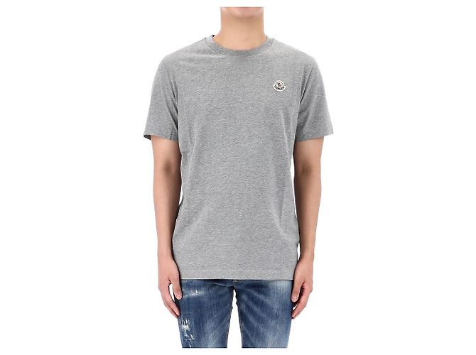 Moncler Baumwoll-T-Shirt mit Lucky Chance Logo-Patch Größe Silber - Ansicht 2