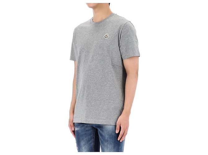Moncler Baumwoll-T-Shirt mit Lucky Chance Logo-Patch Größe Silber - Ansicht 3