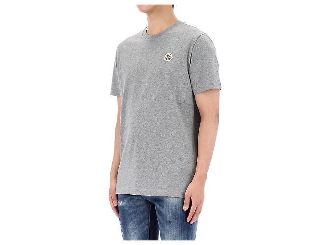 Moncler Baumwoll-T-Shirt mit Lucky Chance Logo-Patch Größe Silber - Ansicht 6
